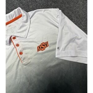 Oklahoma State Cowboys Polo Shirt Mens 3XL Gray NCAA Football Colosseum Ombre